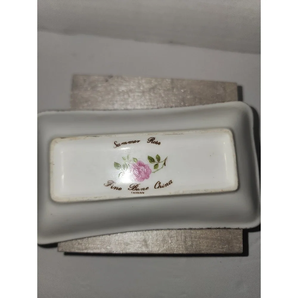 Vintage‎ Summer Rose rectangle trinket dish floral chic